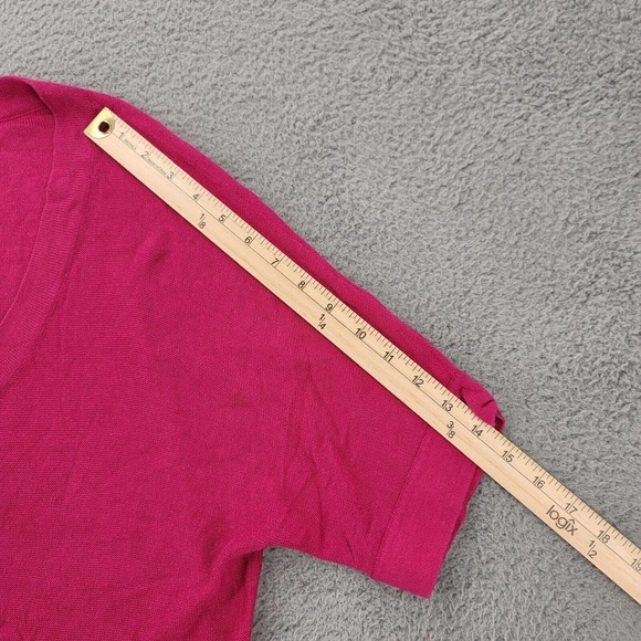 Chicos Sweater Womens 2 US L/12 Pink V-Neck Short Sleeve Pullover Pockets - Picture 10 of 12